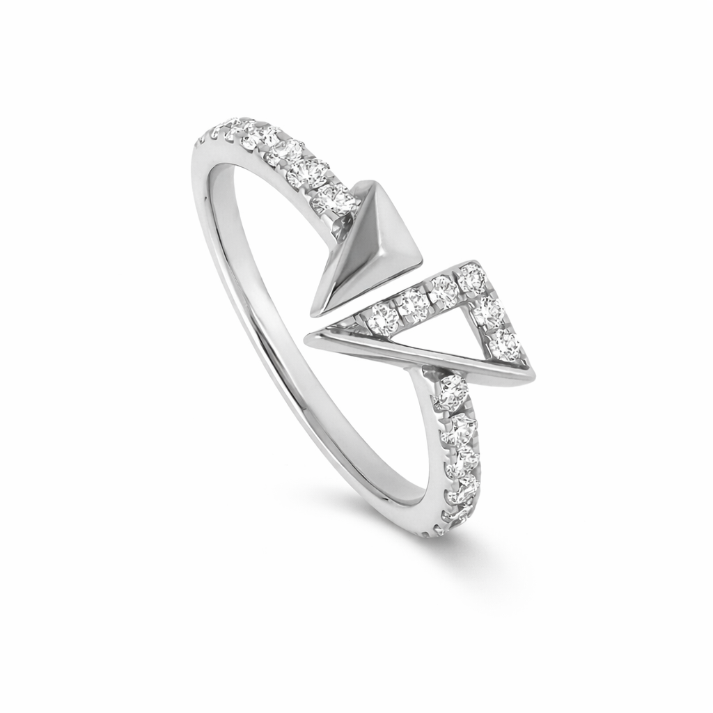 14K White Gold  Arrow Diamond Ring