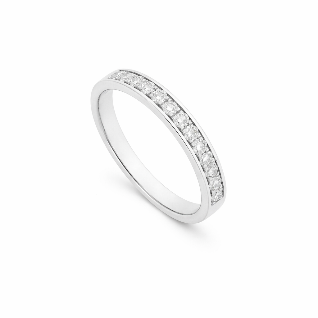 14K White Gold Classic Diamond Band