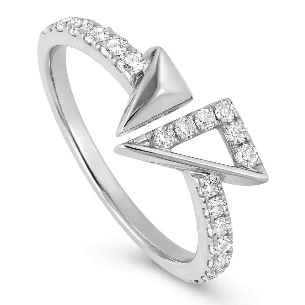 14K White Gold  Arrow Diamond Ring