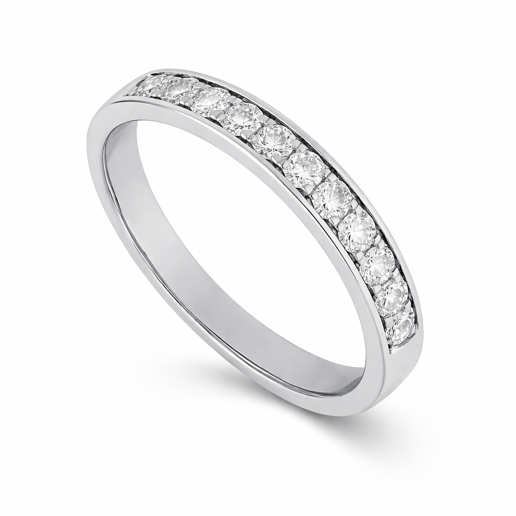 14K White Gold Classic Diamond Band