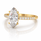 14k Gold Aurora Marquise Halo Ring