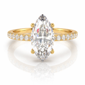 14k Gold Aurora Marquise Halo Ring