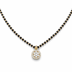 14k Gold Classic Halo Charm Mangalsutra