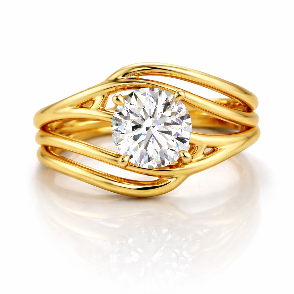 14k Gold Eclipse Intertwine Diamond Ring