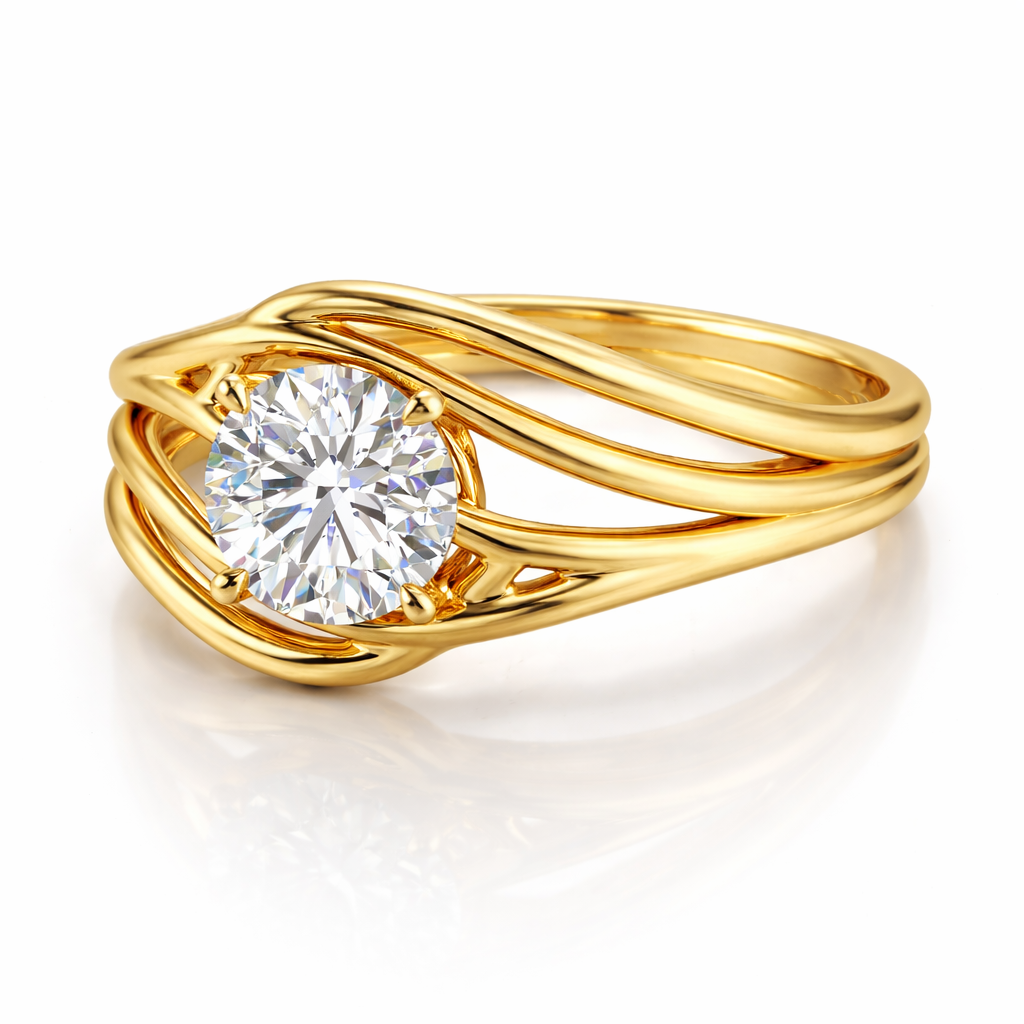 14k Gold Eclipse Intertwine Diamond Ring