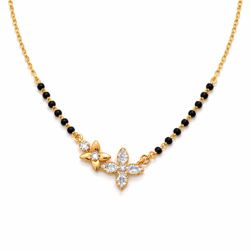 14k Gold Floral Dual Bloom Mangalsutra