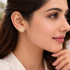 14k Gold Heart Halo Studs Earrings