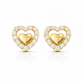 14k Gold Heart Halo Studs Earrings