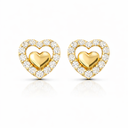 14k Gold Heart Halo Studs Earrings
