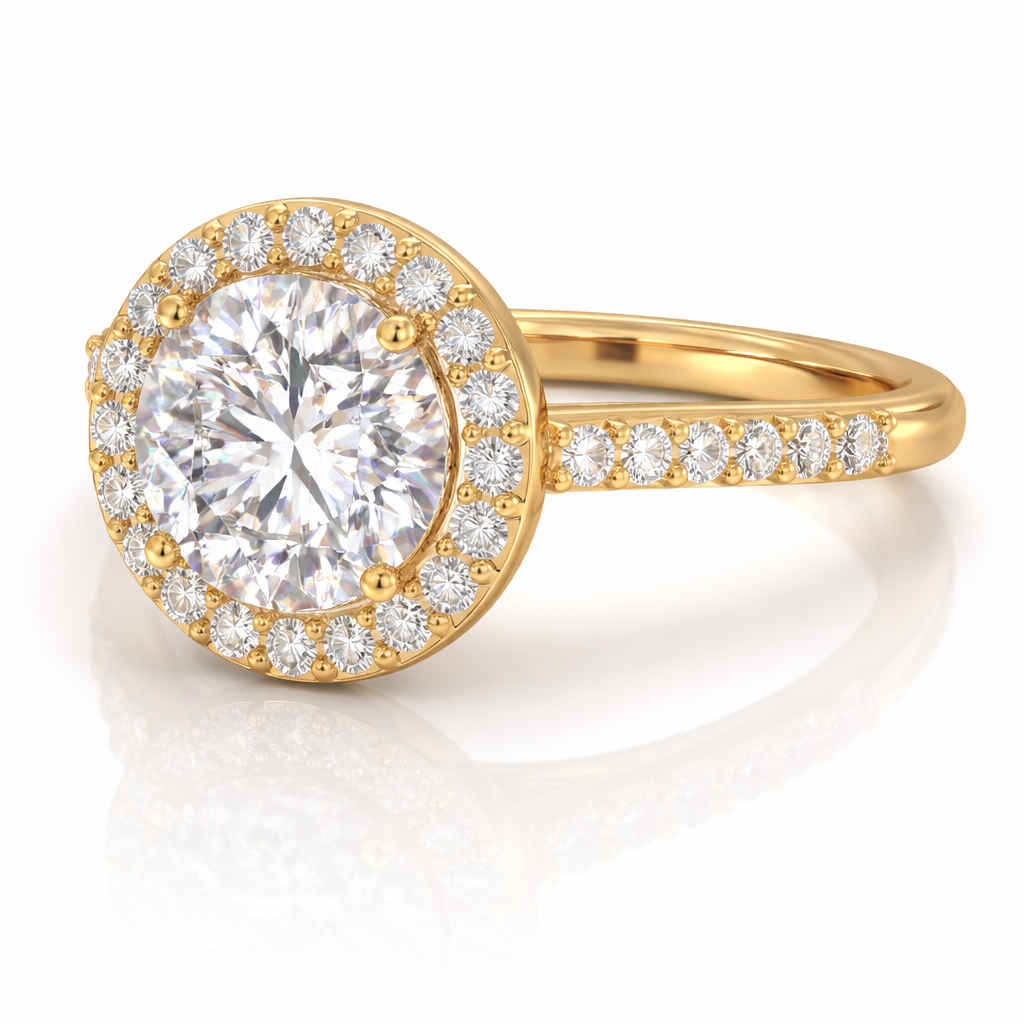 14k Gold Luna Halo Radiance Ring
