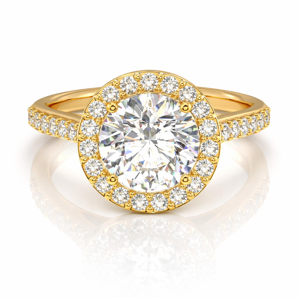 14k Gold Luna Halo Radiance Ring