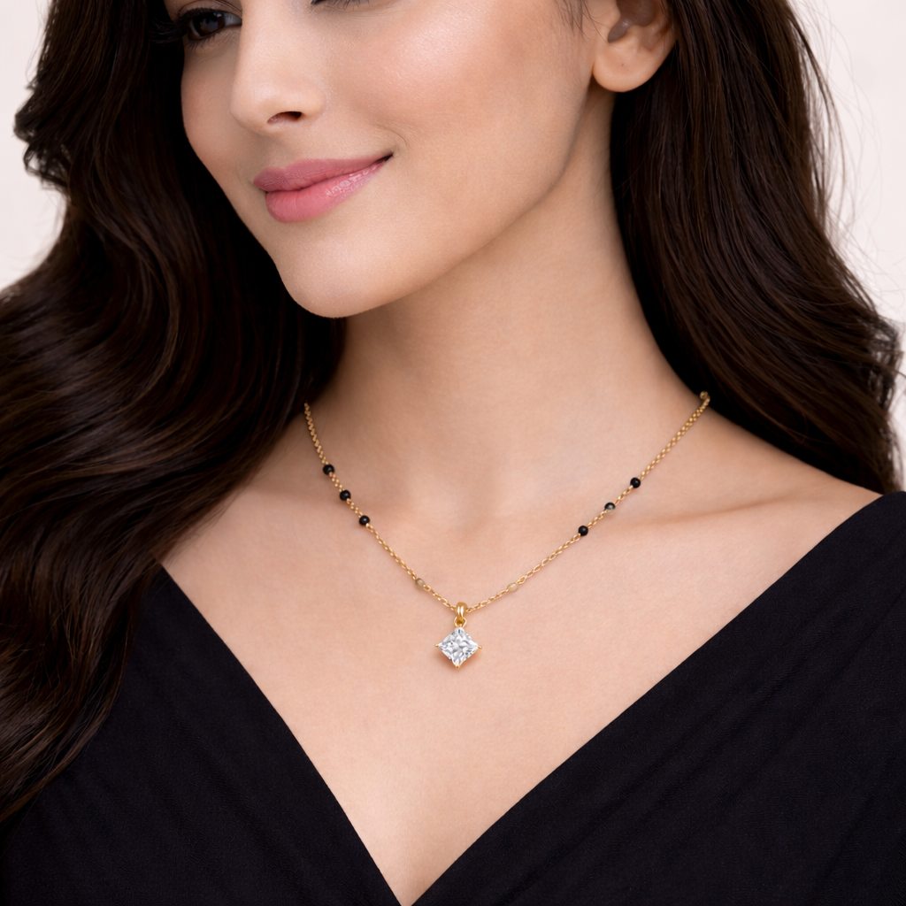 14k Gold Princess Solitaire Mangalsutra