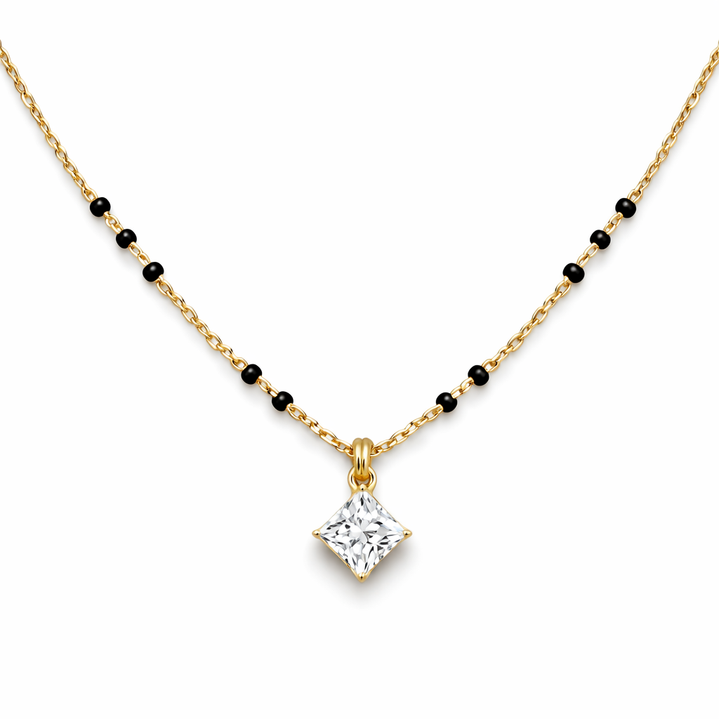 14k Gold Princess Solitaire Mangalsutra