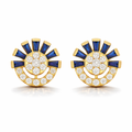 14k Gold Royal Sapphire Burst Earrings