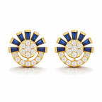 14k Gold Royal Sapphire Burst Earrings