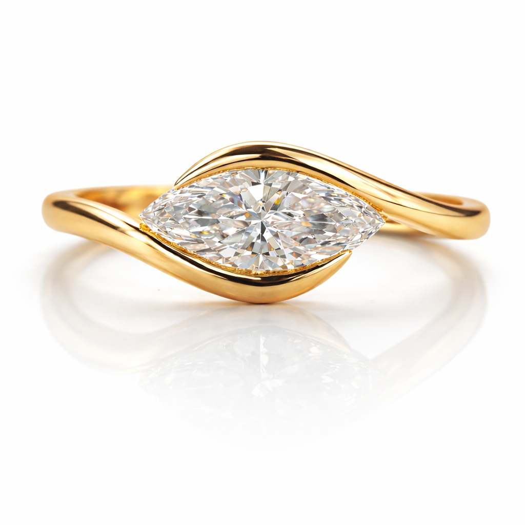 14k Gold Serenity Marquise Flow Ring