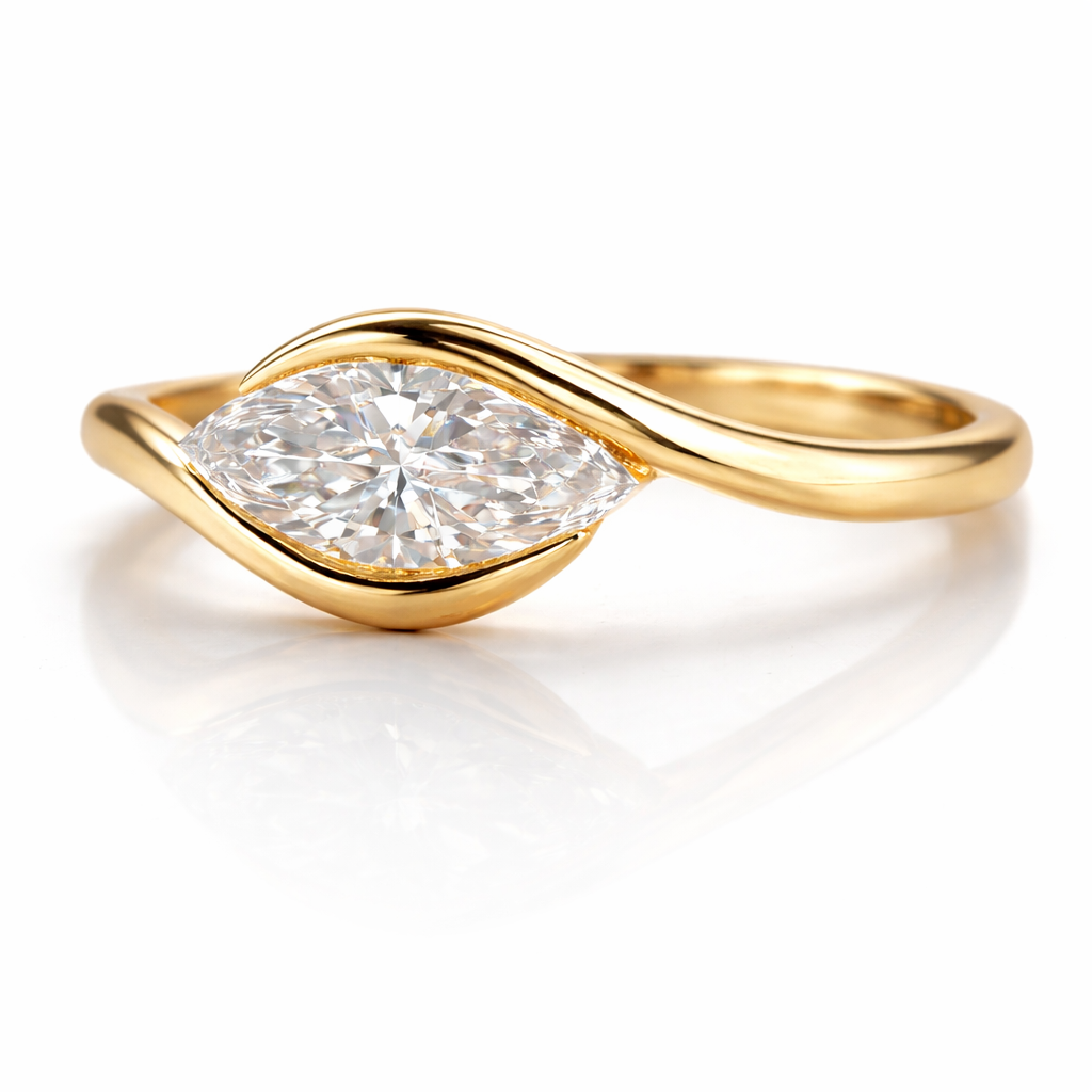 14k Gold Serenity Marquise Flow Ring