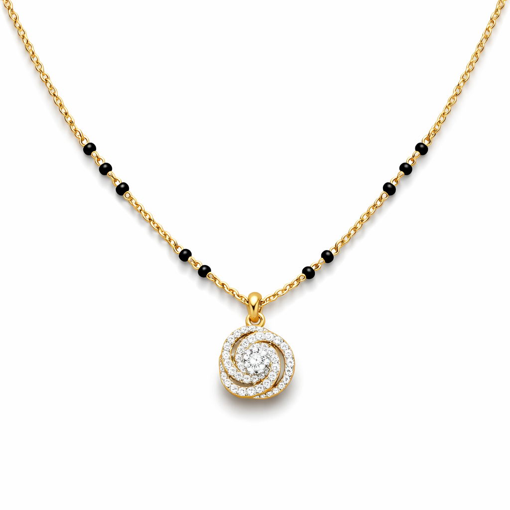 14k Gold Spiral Diamond Aura Mangalsutra