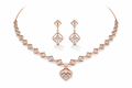 14k Rose Gold Blooming Floral Diamond Necklace & Drop Earrings Set