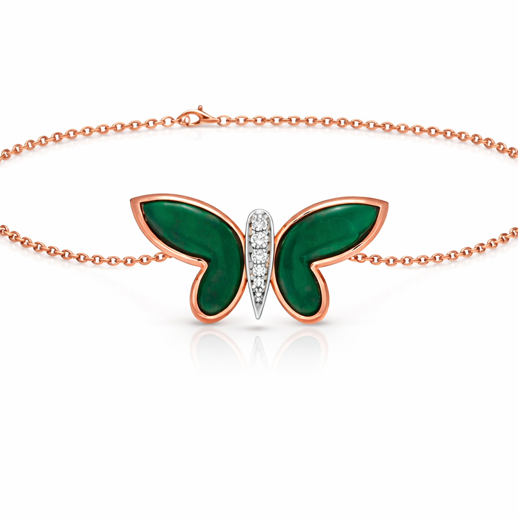 14K Rose Gold Butterfly Diamond Chain Bracelet