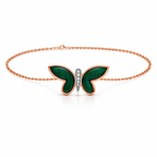 14K Rose Gold Butterfly Diamond Chain Bracelet