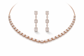 14k Rose Gold Diamond Linear Necklace & Drop Earrings Set