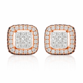 14k Rose Gold Diamond Square  Stud Earrings