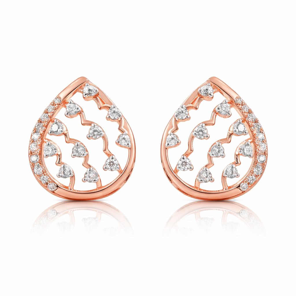 14k Rose Gold Diamond Teardrop  Earrings