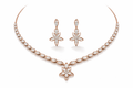 14k Rose Gold Floral Diamond Rose Gold Necklace & Drop Earrings Set
