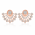 14k Rose Gold Radiant Diamond Fan Earrings