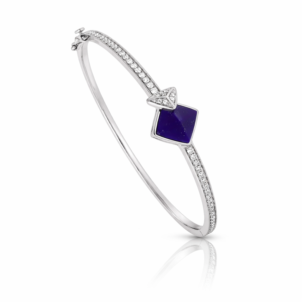 14K White Gold Geometric Diamond Bracelet