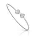 14K White Gold Twin Heart Open Diamond Bracelet