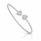 14K White Gold Twin Heart Open Diamond Bracelet