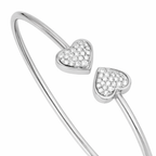 14K White Gold Twin Heart Open Diamond Bracelet