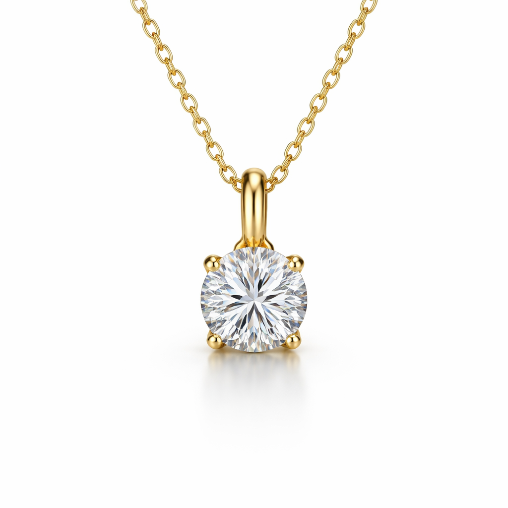 14K Gold Lab Diamond Solitaire Pendant – 0.50ct