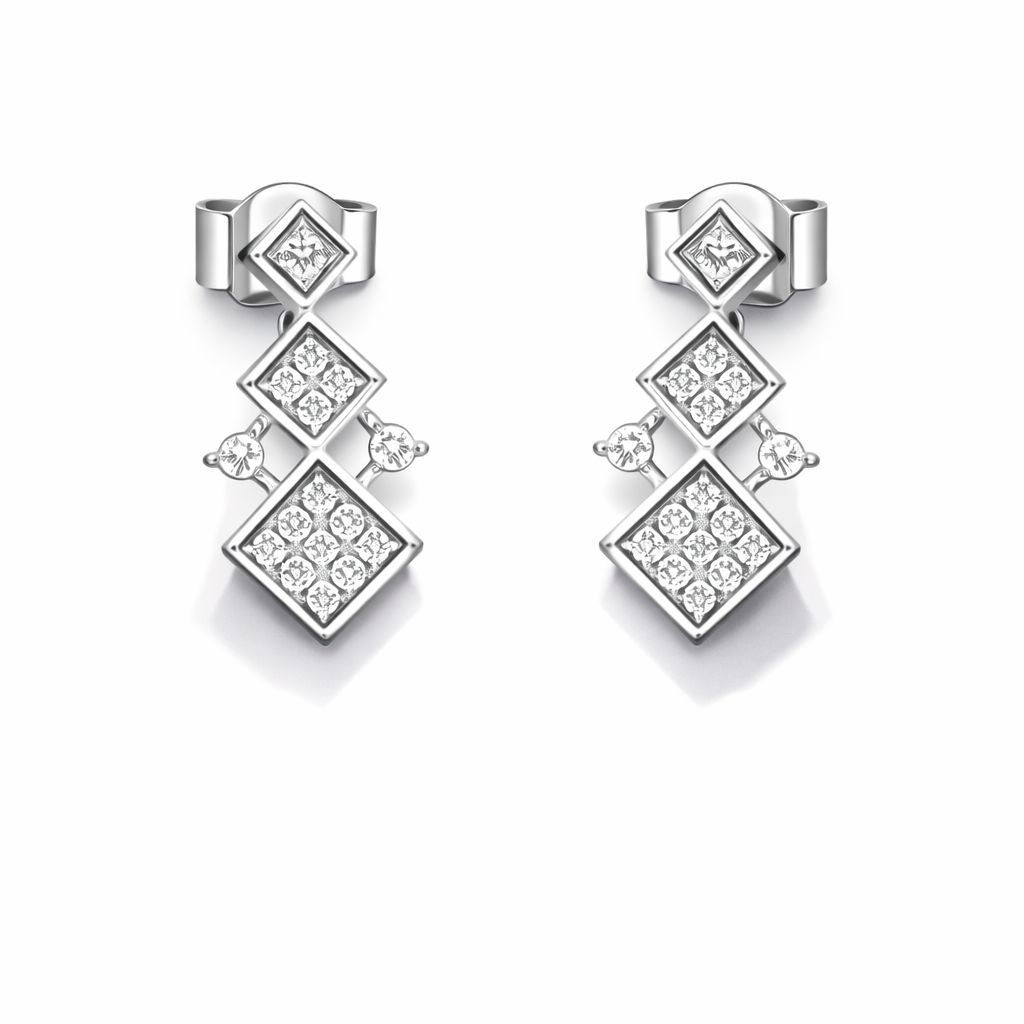 14k White Gold Octa Drop Diamond Necklace