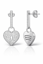 14k White Gold Diamond Heart Lock Necklace