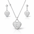 14k White Gold Diamond Heart Lock Necklace