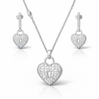 14k White Gold Diamond Heart Lock Necklace