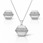 14k White Gold Orion Stripe Diamond Necklace