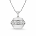 14k White Gold Orion Stripe Diamond Necklace