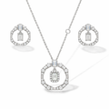 14k White Gold Diamond Geo Drop Necklace