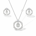 14k White Gold Diamond Geo Drop Necklace