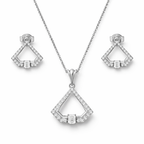 14k White Gold Diamond Triangle Necklace