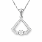14k White Gold Diamond Triangle Necklace