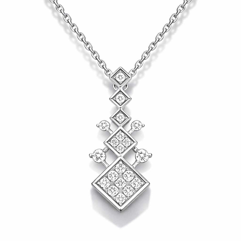 14k White Gold Octa Drop Diamond Necklace