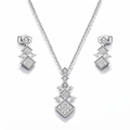 14k White Gold Octa Drop Diamond Necklace