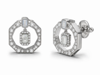 14k White Gold Diamond Geo Drop Necklace