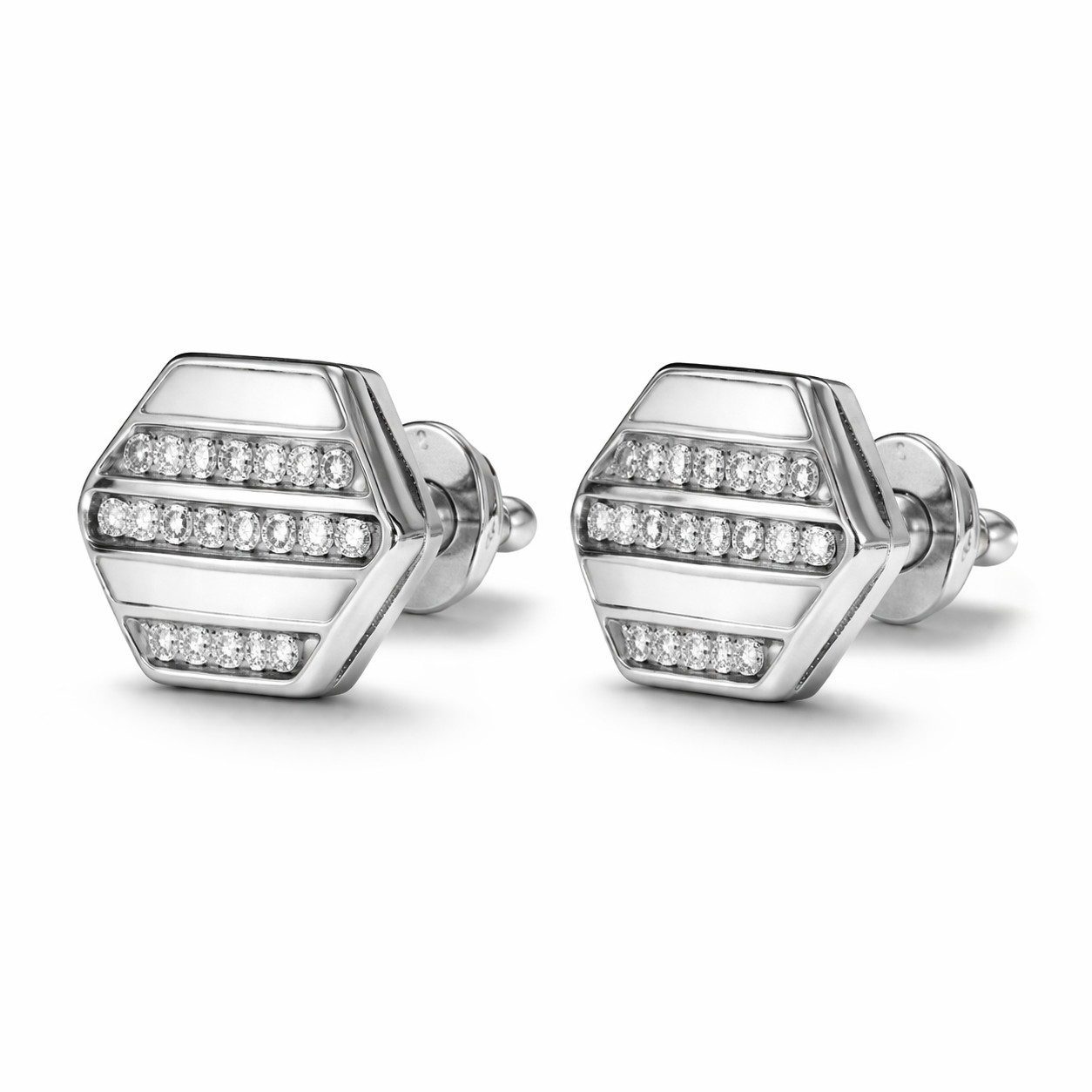 14k White Gold Orion Stripe Diamond Necklace