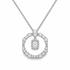 14k White Gold Diamond Geo Drop Necklace